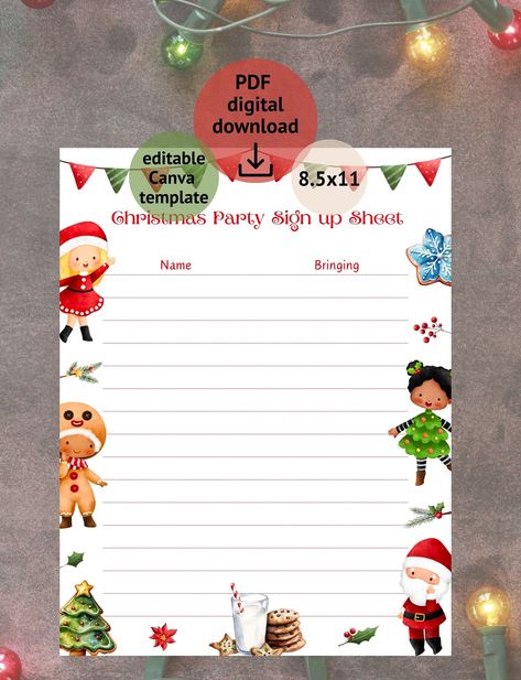 Christmas Party Sign Up Sheet Classroom, Christmas Party Sign Up Sheet, Christmas Party Sign, Classroom Christmas Party, Sign Up Sheets, Party Template, Christmas Classroom, Party Sign, Christmas Templates