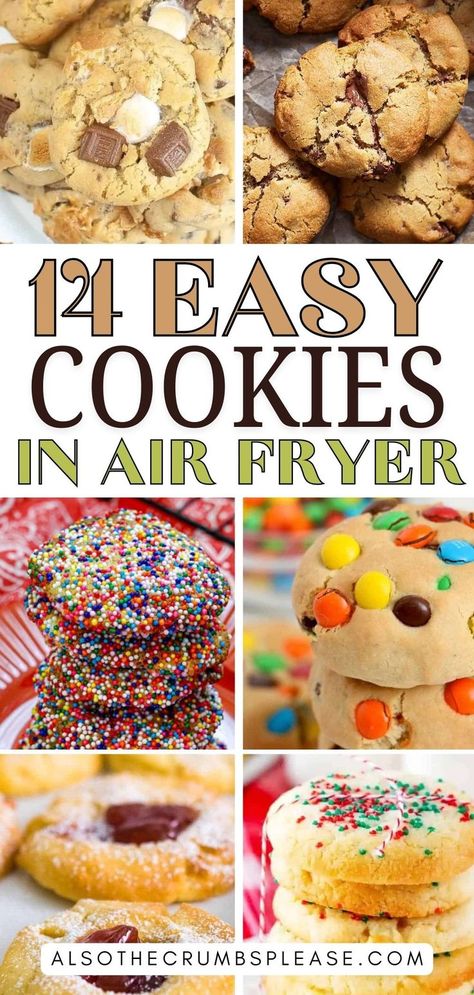 Explore 14 effortless and delicious air fryer cookie recipes. Bake up a storm with these quick, tasty cookie ideas that transform traditional baking. Air Fryer Chocolate Chip Cookie For One, Air Fryer Cookies Recipes, Air Fryer Christmas Cookies, Airfryer Cookies Recipes, Bake Cookies In Air Fryer, Baking In Air Fryer, Air Fryer Cookie Recipes, Air Fryer Baking Recipes, Cookies In Air Fryer