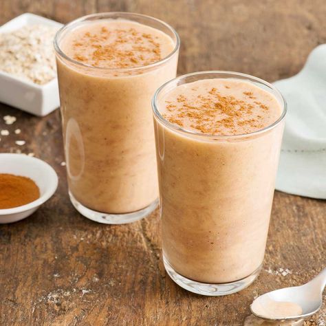 Oats Smoothie, Ready Set Eat, Oat Smoothie, Butterscotch Pudding, Pudding Cups, Cinnamon Milk, Quick Chicken, Cinnamon Banana, Smoothie Shakes