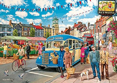 Gibsons The Country Bus Jigsaw Puzzle (4 x 500-Piece) Blue Bus, Mosaic Pictures, 500 Piece Jigsaw Puzzles, Jigsaws, Free Camping, Puzzle Art, Diamond Mosaic, Mosaic Diy, Village Life