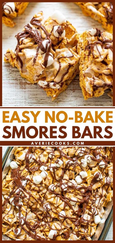 It doesn't get better than this smores bars recipe! No campfire is needed for this summer dessert. Made with butter, marshmallows, Golden Grahams, and chocolate chips, this no-bake treat is so easy and delicious! Smores Bars Recipe, Golden Graham Treats, Smores Treats, Smores Bar Recipe, Smores Bars, Baked Smores, Summer Desserts Easy Healthy, Easy Smores, S Mores Bars