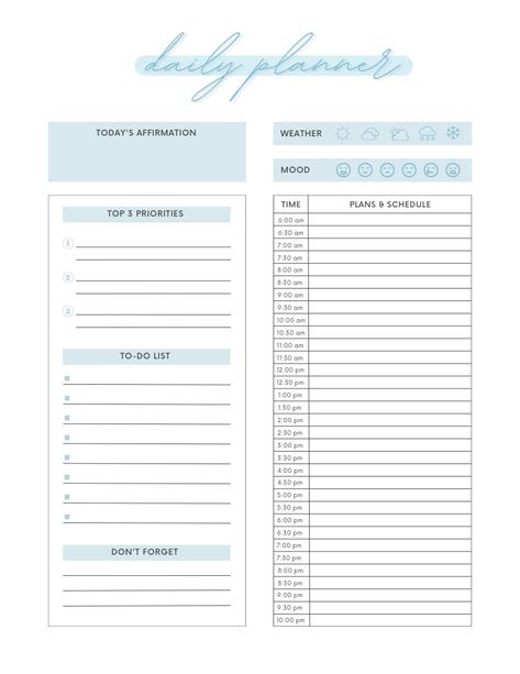 Blue Daily Planner (2) - Notability Gallery Blue Planner Template, Study Planner Free, Ipad Aesthetics, Goodnotes Cover, Simple Daily Planner, Daily Work Planner, Planner Diario, Daily Planner Printables Free, Free Daily Planner