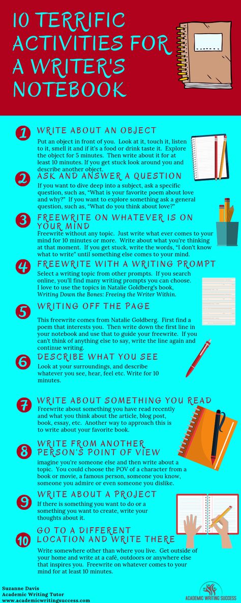 10 Terrific Writer's Notebook Ideas to Inspire Creativity - Academic Writing Success Menulis Novel, Writing Voice, Review Essay, Creative Writing Tips, Writers Notebook, Paragraph Writing, Notebook Ideas, Writing Exercises, Writing Notebook