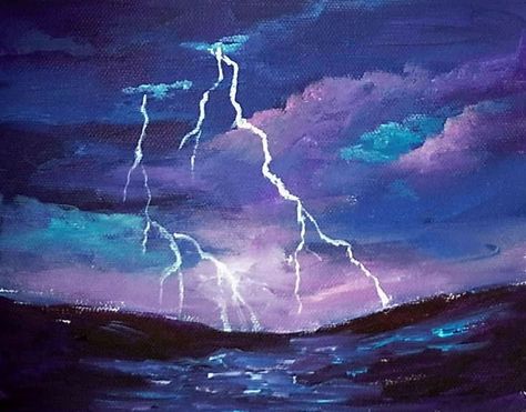 Lightening and clouds are featured in this "storm cloud" painting.  #gingercooklive #art Acrylic Clouds, Learn Painting, Simple Paintings, Painting Lesson, Landscape Acrylic, Acrylic Painting Lessons, Scenery Paintings, Simple Acrylic Paintings, Storm Clouds