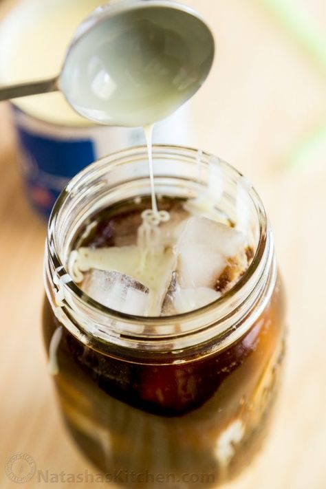 This Iced Coffee is an awesome party drink on a hot summer day (or even if it's just a little warm out, you should go ahead and make a batch). Batch Iced Coffee, Condensed Milk Coffee Creamer, Condensed Milk Coffee, Coffee With Condensed Milk, Iced Coffee Concentrate, Condensed Milk Recipe, Gallon Of Milk, Coffee Concentrate, Green Coffee Bean Extract