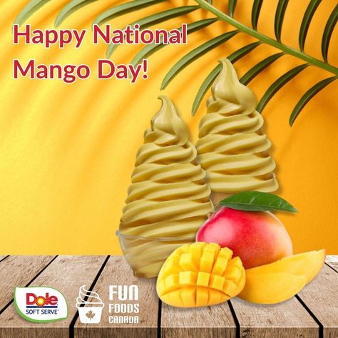 Happy National Mango Day! Why not enjoy it with some Dole Mango Soft Serve? We're Canada's top supplier for Dole Soft Serve, visit us at: www.funfoods.ca #nationalmangoday #mango #dolesoftserve #dolemango #funfoods #funfoodscanada #foodservice #distributor #icecream #gelato #softserve #startservingjoy #july22 Fun Foods, Soft Serve, Instagram Food, Food Service, Enjoy It, Good Food, Mango, Ice Cream, Instagram