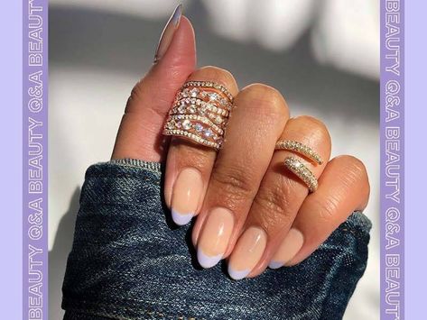 Find out the difference between an American manicure and a French manicure from nail expert Deborah Lippmann, inside. Essie Marshmallow, American Manicure, Manicure Designs, Popular Nail Designs, White Polish, White Tip, Pink Nail Polish, Popular Nails, Manicures Designs