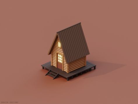 ArtStation - Low Poly Cabin, Skaior . Blender House, Low Poly Isometric Room, Low Poly House 3d, Low Poly Interior Blender, Low Poly Building, Blender Low Poly Environment, Procreate Artwork, Cartoon Building, Low Poly Forest Environment