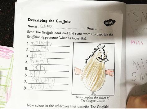 Adjectives ; The Gruffalo The Gruffalo Book, Gruffalo Activities, Julia Donaldson, Writing Planning, Book Reports, English Teaching Resources, Language Art Activities, The Gruffalo, Teaching Inspiration