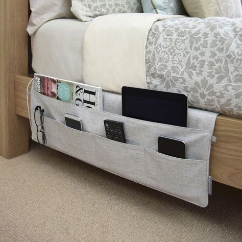 A bedside caddy that’ll never leave you without the remote or your reading glasses. | 21 Things That Will Make Your Bedroom Even Cozier Bedside Pocket, Dorms Decor, Dorm Room Organization, College Dorm Rooms, Organization Bedroom, Dorm Room Decor, Bedroom Storage, Room Organization, Storage Ideas