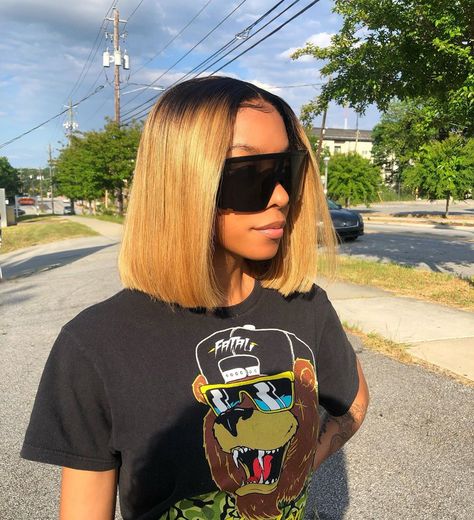 Blonde Quick Weave Bob Black Women, Honey Blonde Bob Black Women, Short Honey Blonde, Blonde Bob Black Women, Honey Blonde Bob, Blonde Ombre Bob, Crown Inspiration, Weave Ideas, Wig Maker