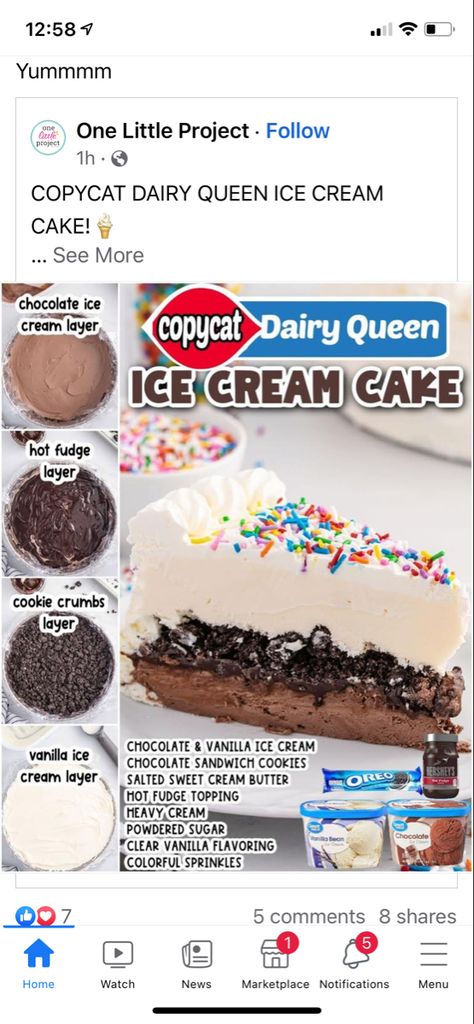 Dairy Queen Ice Cream Cake Recipe, Dq Ice Cream Cake, Dairy Queen Ice Cream, Diy Ice Cream Cake, Dairy Queen Ice Cream Cake, 5 Star Recipes, Hot Fudge Topping, Cake Receipe, Easy Ice Cream Cake