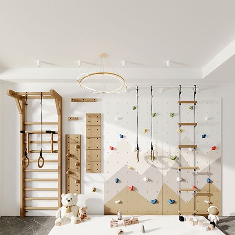 Climbing wall for children home indoor climbing wall kindergarten home Montessori Playroom Ideas, Climbing Wall Kids, Home Climbing Wall, Indoor Climbing Wall, Indoor Playroom, Climbing Walls, Basement Playroom, Toddler Playroom, Kids Playroom Decor