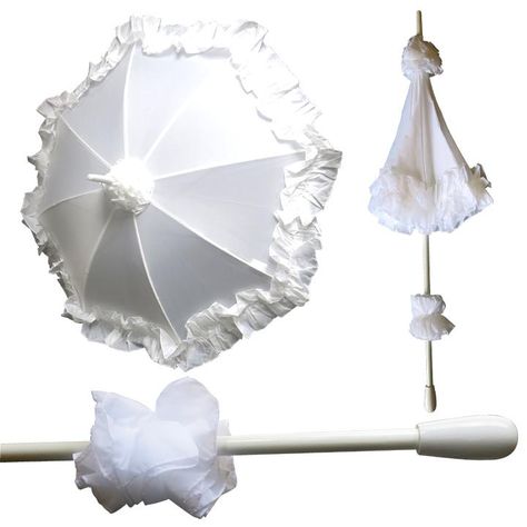 Drama Umbrella. White Nylon Cover. Wood Shaft and Wood Handle painted in White Color. Manual Mechanism. Arc 30". Length: 32" Umbrella Drawing, Cool Umbrellas, Umbrella Dress, White Umbrella, Umbrella Designs, Rain Umbrella, Pretty Hair Color, Order Here, Concept Art Drawing