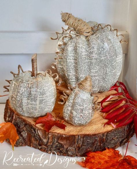 Oct 2, 2021 - Turning Junk Into Gems Wood Pumpkins Diy, Fall Pumpkin Crafts, Fall Decor Diy Crafts, Foam Pumpkins, Pumpkin Projects, Rustic Fall Decor, Fall Halloween Crafts, Pumpkin Crafts, Old Book