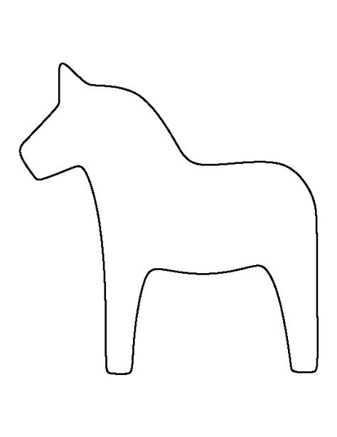 Dala horse pattern. Use the printable outline for crafts, creating stencils, scrapbooking, and more. Free PDF template to download and print at http://patternuniverse.com/download/dala-horse-pattern/ Dala Horse Pattern, Printable Outline, Horse Template, Tre Kunst, Horse Crafts, Swedish Christmas, Dala Horse, Horse Pattern, Felt Christmas Ornaments