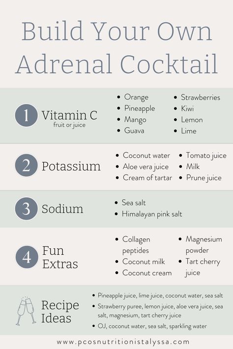 If you're feeling stressed, or if you know you have high cortisol levels, you may want to consider a cortisol mocktail. This adrenal cocktail guide is what you need. Plus, grab my 6 favorite adrenal cocktail recipes that taste delicious! In addition to other self-care practices, it will help with stress relief in no time! Postpartum Adrenal Cocktail, Cortisol Detox Recipes, Nighttime Adrenal Cocktail, Adrenal Cocktail Recipe Coconut Water, Adrenal Cocktail Recipe Cream Of Tartar, Homemade Cortisol Cocktail, How To Raise Cortisol Levels, Adrenaline Cocktail, High Cortisol Cocktail