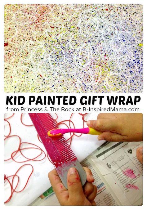 Creative Gift Wrapping Paper Painted by the Kids - B-Inspired Mama Painted Gift Wrap, Creative Gift Wrapping, Diy Gift Wrapping, Painting Gift, Preschool Art, Painted Paper, Art Activities, Gift Wrapping Paper, Painting For Kids