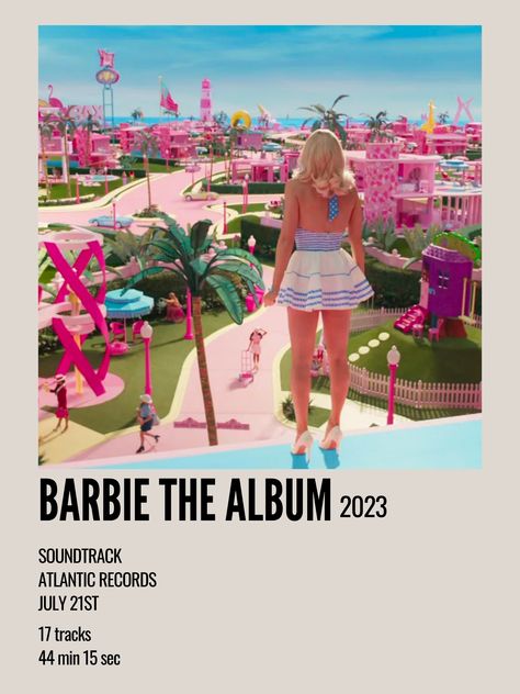 minimal aesthetic polaroid compilation album poster for the barbie movie soundtrack by atlantic records Barbie Album Cover, Movie Posters Barbie, Barbie Minimalist Poster, Two Voices One Song Barbie, Music Album Covers Nicki Minaj, Barbie Dvd Cover, Aesthetic Polaroid, The Barbie Movie, America Ferrera