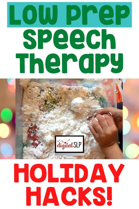 Low prep holiday speech therapy ideas - The holiday season can be a hectic time, which is why I decided to share some hacks to help you minimize your speech therapy prep time during this busy time of year. | The Digital SLP Speech Therapy Ideas, High School Speech Therapy, Speech Therapy Crafts, Winter Speech Therapy, Holiday Hacks, School Speech Therapy, Speech Language Activities, Slp Activities, Holiday Hack