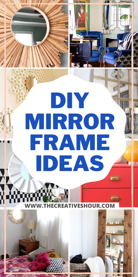 Are you looking for unique and creative ways to frame your mirrors? Why not try some DIY mirror frame ideas that will give your space a stunning aesthetic and add a touch of personality and charm? From using flowers and dollar store items to crafting with clay and wood, there are countless ways to decorate your DIY mirror frames and make them unique. Check out these DIY mirror frame ideas and get inspired to transform your home decor! Mirror Border Diy, Decorate Mirror Frame Diy, Decorate Mirror Frame, Flower Mirror Frame, Diy Wood Mirror Frame, Diy Mirror Frame Ideas, Diy Round Mirror, Unique Mirror Frame, Mirror Frame Ideas