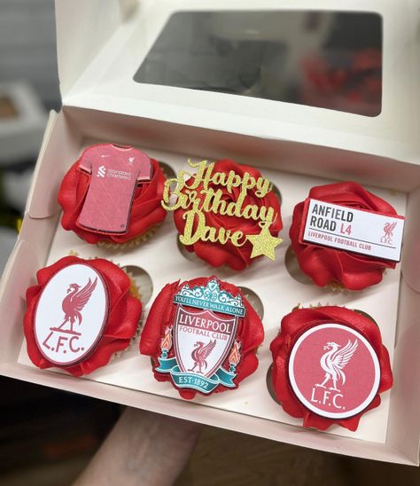 LFC themed cupcakes, liverpool theme cupcakes , football theme cupcakes, LFC themed cupcakes Liverpool Cupcakes, Red Buttercream, Rosette Cupcakes, Mississippi Mud Pie, Theme Cupcakes, Oreo Buttercream, Orange Buttercream, Gold Sprinkles, Gourmet Cupcakes