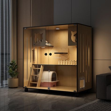 € 430,32 -20％ | Luxury Solid Wood Cat Cages Transparent Glass Cat Villa Indoor Panoramic Cat House Large Cat Litter Home Waterproof Cat Cabinet Cat Indoor House, Cat Wooden House, Cat House Design Ideas, Cat House Ideas Indoor, Cat Cabinet Ideas, Cat House Indoor Ideas, Cat Habitat Indoor, Cat Cage Ideas Indoor, Cat Hotel Design