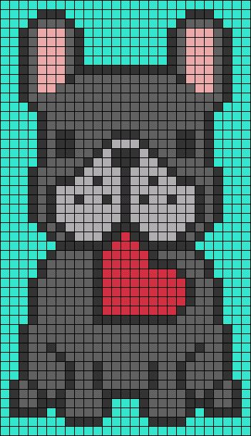 French Bulldog Pixel Art, Cute Dog Pixel Art, French Bulldog Perler Beads, French Bulldog Cross Stitch Pattern, Pixel Art Chien, Pixel Art Dog, Dog Pixel Art, Crochet Christmas Trees Pattern, Bulldog Francese