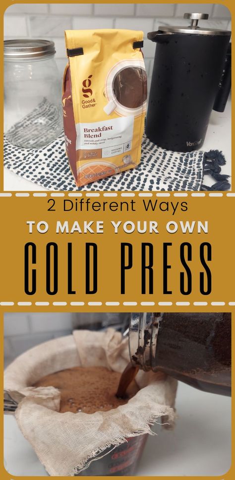 2 ways to make cold press Cold Press Coffee Recipe, Diy Cold Coffee, Making Cold Coffee At Home, Cold Pressed Coffee, Coffee Press How To Use A, Cold Press Coffee, Diy Cold Brew Coffee Concentrate, Coffee Kit, Homestead Recipes