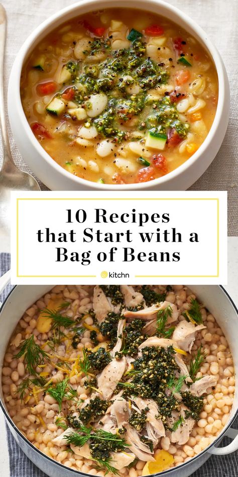 Dried Bean Recipes | Kitchn Dried Bean Recipes, 10 Bean Soup Recipe, Grilled Steak Dinner, Dry Beans Recipe, Slow Cooker Vegetarian Chili, Slow Cooker Beans, Healthy Beans, Simple Family Meals, Slow Cooker Pasta