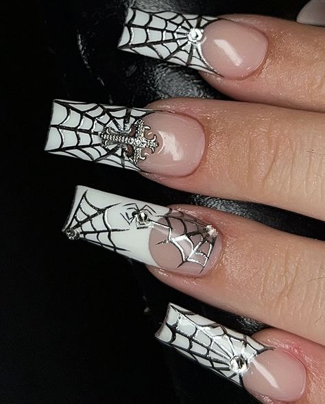 🕷️🕸️🤍 #jaxnailtech #nailtech #explore #explorenails #longnails #nailsoftheday #nailsonfleek #jacksonvillenails #jacksonvillenailtech #nailinspo #acrylicnails #bombnails #nails #nailart #jaxnails #frenchnails #spidernails #spiderwebs #whitenails Spiderweb Nails, Nails On Fleek, Nails Nailart, Nail Tech, French Nails, Spider Web, White Nails, Long Nails, Nail Inspo