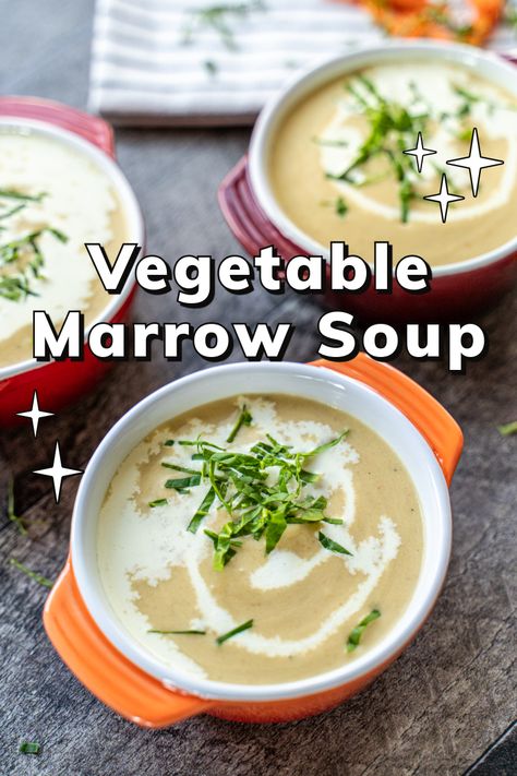 This light and creamy Vegetable Marrow Soup from 1932 makes a lovely side dish.  This mild soup is perfect for chilly fall evenings. Made with fresh vegetable marrow (or you can also use zucchini), it's a healthy and comforting meal that everyone in the family will love.  Top it off with some cream, croutons, and fresh herbs for an extra kick of flavor. Save this recipe for later and let me know when you give it a try! Marrow Soup, Vegetable Marrow, Marrow Recipe, Buttered Vegetables, Soups Stews Chilis, Fall Vegan Recipes, Vegetable Soup Recipes, Cookery Books, Mixed Vegetables