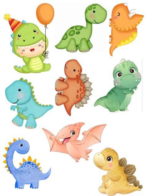 Topper Dinosaurus, Dinasour Birthday Ideas, Dinosaur Baby Shower Ideas, Topper Dino, Dino Bebe, Baby Dinosaur Party, Dino Cute, Dinosaur Party Decorations, Dinosaur Birthday Party Decorations