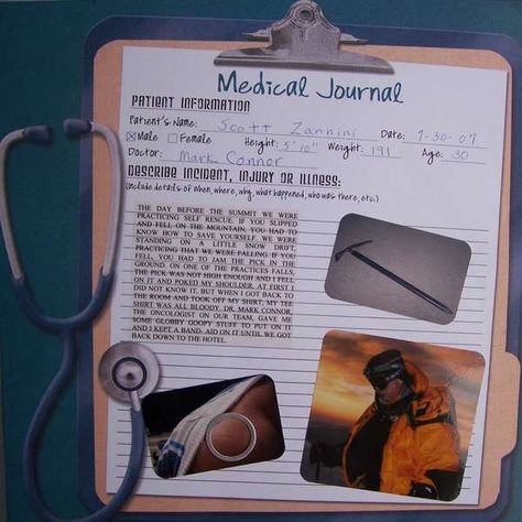 Searchwords: Medical Journal Medical Scrapbook Ideas, Journal Things, Medical Journal, Medical Journals, Missions Trip, Journal Cover, Slip And Fall, Save Yourself, The Mountain