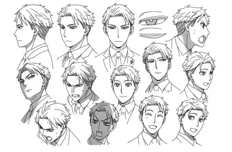 Family Character Design, Character Reference Sheet, Anime Spy X Family, Drawing Face Expressions, Naruto Uchiha, Anime Lineart, Character Model Sheet, Anime Head, Spy Family