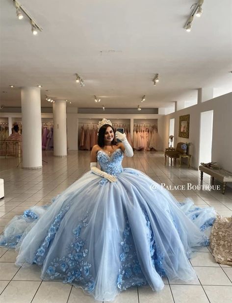 Quinceanera Dresses Baby Blue Elegant, Dusty Blue 15 Dresses, Grey Blue Quinceanera Dress, Big Blue Quinceanera Dresses, Qinsenara Dresses Blue, French Blue Quince Dress, Light Blue 15 Dresses, Cinderella 15 Dress, Quinceanera Dresses Sky Blue