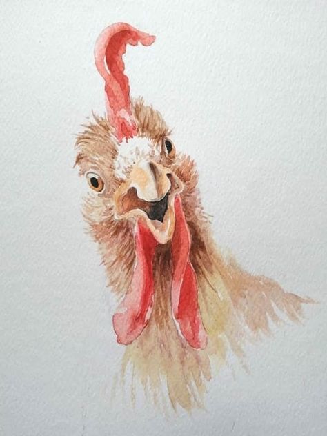 Chicken Paintings, Watercolor Chicken, Wild Chicken, Bookmark Art, Watercolour Cards, Paintings Easy, Chicken Painting, Watercolor Paintings Easy, Watercolor Greeting Cards