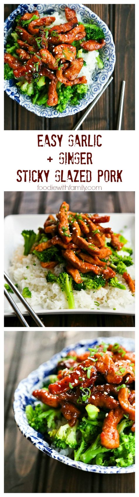 Easy Garlic and Ginger Sticky Glazed Pork Stir Fry Sticky Tofu, Sticky Pork, Ginger Pork, Pork Recipes Easy, Garlic And Ginger, Glazed Pork, Pork Stir Fry, Pork Glaze, Pork Dinner