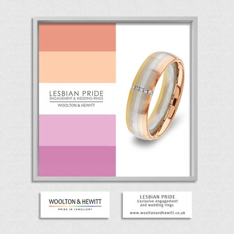 LESBIAN PRIDE diamond engagement ring & wedding ring made in special colours of gold and platinum – show your love with a truly special and symbolic ring. Exclusively from WOOLTON & HEWITT the specialist LGBTQIA+ jewellers. See full details and buy at: http://wooltonandhewitt.co.uk/lesbian Pride Rings, Ring Symbolism, Ring Wedding, Diamond Engagement Ring, Wedding Rings Engagement, Diamond Engagement, Wedding Ring, Diamond Engagement Rings, Platinum