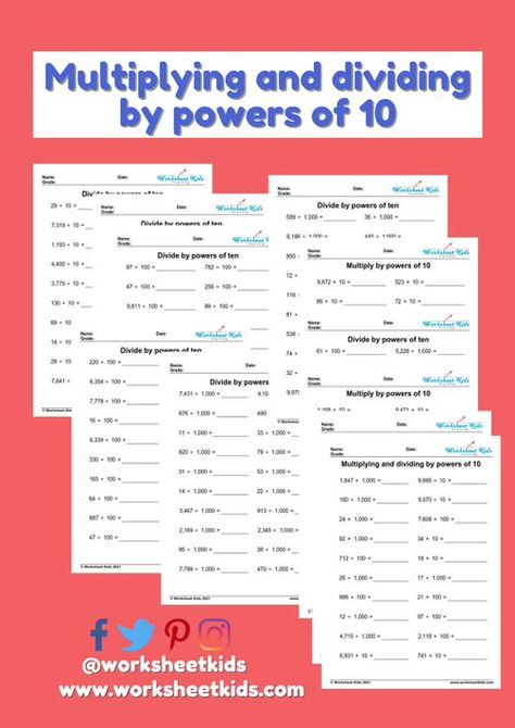 Multiplying And Dividing By 10 100 1000, Multiplying And Dividing By Powers Of 10, Dividing By 10 100 1000, Multiplying By 10 100 1000, Multiplying By 10, Worksheets For 5th Grade, Summer School Math, Multiplication Chart Printable, 4th Grade Multiplication