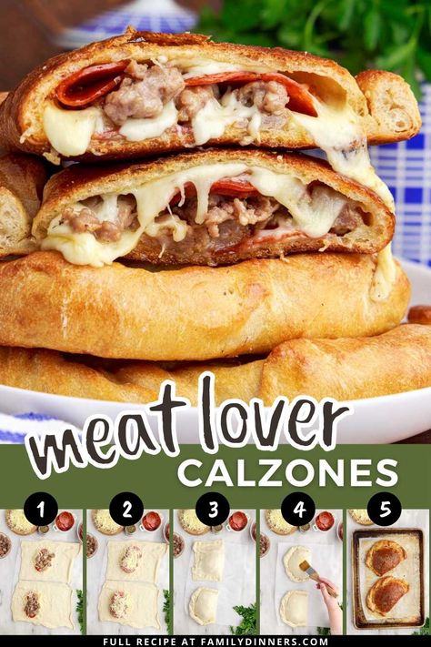 Sausage Calzone Recipe, Pizza Dinner Recipes, Calzone Recipe Easy, Homemade Calzone, Stromboli Recipe Easy, Delicious Pizza Recipes, Stromboli Recipe, Marinara Recipe, Calzone Recipe