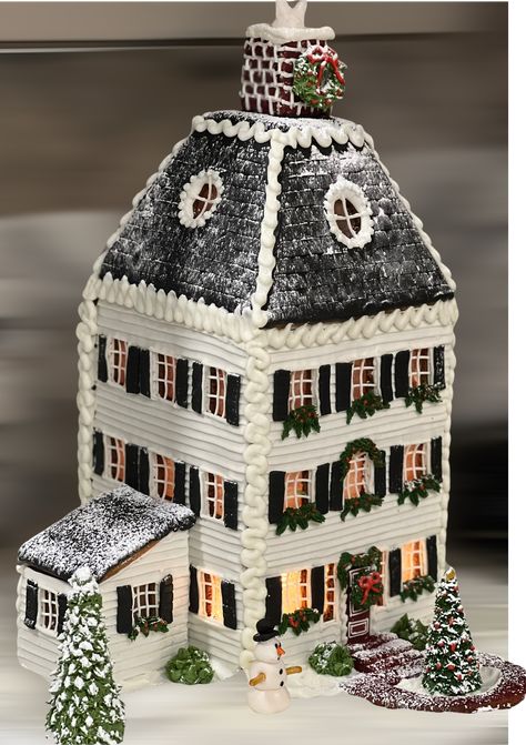 Colonial Gingerbread House, Amazing Gingerbread Houses, Fancy Gingerbread Houses, Creative Gingerbread House Ideas, Gingerbread Dollhouse, Creative Gingerbread House, Easy Gingerbread House, Homemade Gingerbread House, Gingerbread House Ideas