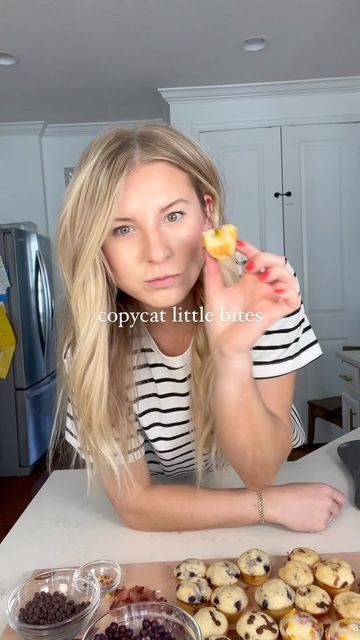 HALEY HENDEL on Instagram: "SAVE these copycat little bites with WAY less sugar and none of the junk ❌ These are a great on the go option for your kids when you’re in a pinch. Add with some protein and you’ve got a quick breakfast option that’s way better than a packaged pantry snack. I also love that you can customize these for yourself or your kiddos with your favorite toppings. Sharing my picks below! Ingredients: 1.5 cups pancake mix (I used Birch Bender) 1 cup milk of choice 1.5 Tbsp c Little Bites Muffins Copycat Recipe, Haley Hendel Recipes, Copycat Little Bites Muffins, Little Bites Muffins Copycat, Copycat Little Bites, Haley Hendel, High Protein Muffins, Clean Simple Eats, Pancake Bites