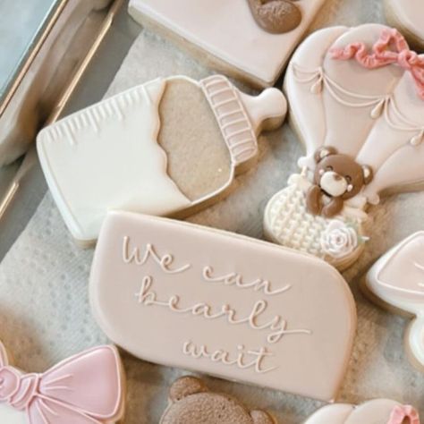 Ingrid vitale on Instagram: "We can barely wait!! #cookies#babyshower #babyshowercookies#teddybear #cute #occookies #ocbaker #southoc #socal #irvine #newportbeach#bakerranchcookies #momtobe" We Can Barely Wait Cookies, We Can Barely Wait Cake Pink, Bearly Wait Baby Shower Cookies, We Can Bearly Wait Cookies, We Can’t Barely Wait, We Can Barely Wait, Barely Wait, February 11, Baby Shower Cookies