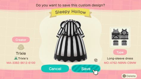 Katrina Sleepy Hollow, Tim Burton Dress, Tim Burton Design, Beetlejuice Dress, Acnh Halloween, Cherry Blossom Dress, Animal Crossing 3ds, Blossom Dress, New Animal Crossing