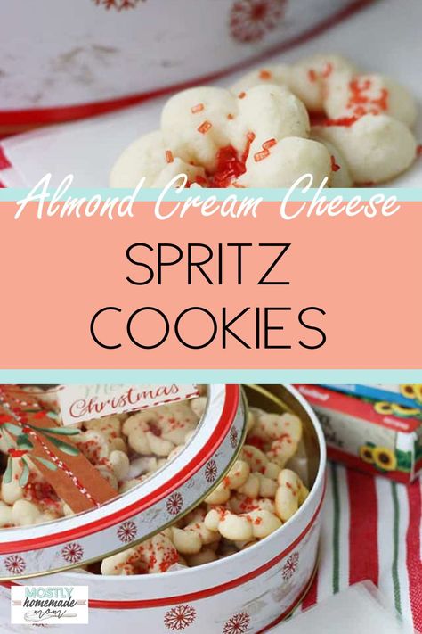 Cream Cheese Spritz, Christmas Spritz, Cream Cheese Spritz Cookies, Butter Spritz Cookies, Christmas Spritz Cookies, Cookie Platter, Gifts Homemade, Baking 101, Spritz Cookies