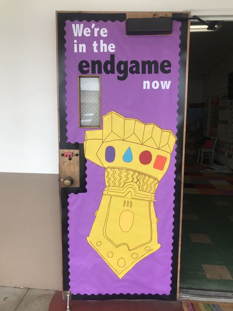 End Of School Door Decorations, End Of Year Classroom Door Ideas, End Of Year Door Decor, Marvel Classroom Door, End Of Year Door Decorations Classroom, Marvel Classroom, Avengers Classroom Theme, Avengers Classroom Door, Marvel Classroom Theme