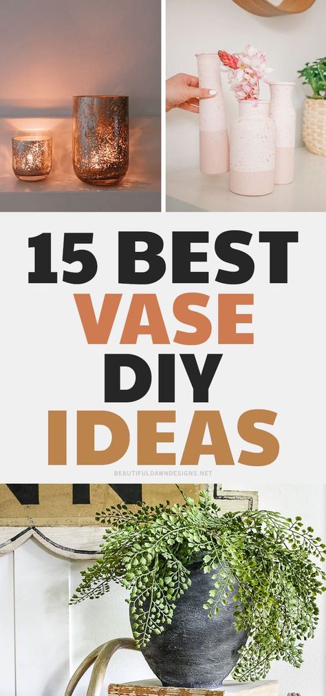 Looking for a way to add some personality to your table? Check out these easy and fun DIY vase transformations that will have you reaching for your crafting supplies in no time. From simple paint jobs to adding embellishments, there's something here for everyone. So grab your vases and get started! Diy Vases Ideas Decoration, Painting Vases Diy Ideas, Diy Vase Ideas, Thrifted Vases, Simple Paint, Beautiful Dawn, Vase Ideas, Old Vases, Painted Vases