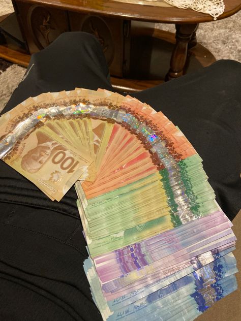 Canadian Cash Aesthetic, Money Stacks Canadian, Canadian Dollar Snapchat, Rich Canadian Aesthetic, Canada Money Aesthetic, Flexing Canadian Money, Money Aesthetic Canada, Canadian Dollar Bills, Canadian Money Aesthetic