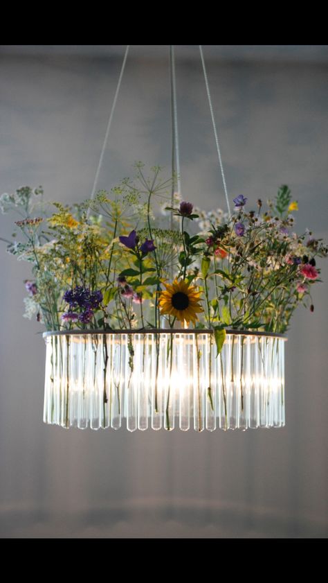 Flower chandelier Test Tube Vase, Interior Boho, Flower Chandelier, Art Deco Decor, Diy Lamp, Test Tube, Chandelier Lamp, Dream Catchers, My New Room